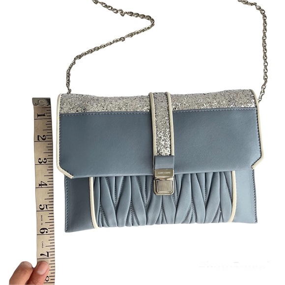 Miu Miu Light Blue & Silver Leather Crossbody Bag Matelasse Clutch Madras Chain - Picture 5 of 8
